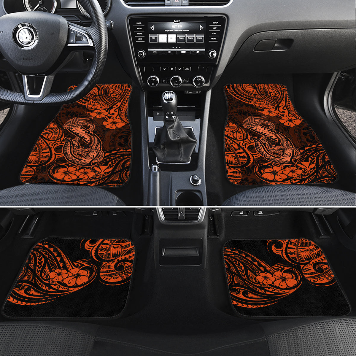 Hawaii Fish Hook Car Mats Polynesian Pattern Orange Version LT01