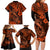 Hawaii Fish Hook Family Matching Long Sleeve Bodycon Dress and Hawaiian Shirt Polynesian Pattern Orange Version LT01 - Polynesian Pride