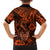 Hawaii Fish Hook Family Matching Off Shoulder Long Sleeve Dress and Hawaiian Shirt Polynesian Pattern Orange Version LT01 - Polynesian Pride