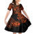 Hawaii Fish Hook Family Matching Off Shoulder Short Dress and Hawaiian Shirt Polynesian Pattern Orange Version LT01 Daughter's Dress Orange - Polynesian Pride