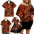 Hawaii Fish Hook Family Matching Off Shoulder Short Dress and Hawaiian Shirt Polynesian Pattern Orange Version LT01 - Polynesian Pride