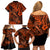 Hawaii Fish Hook Family Matching Off Shoulder Short Dress and Hawaiian Shirt Polynesian Pattern Orange Version LT01 - Polynesian Pride