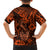 Hawaii Fish Hook Family Matching Short Sleeve Bodycon Dress and Hawaiian Shirt Polynesian Pattern Orange Version LT01 - Polynesian Pride