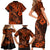 Hawaii Fish Hook Family Matching Short Sleeve Bodycon Dress and Hawaiian Shirt Polynesian Pattern Orange Version LT01 - Polynesian Pride