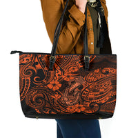 Hawaii Fish Hook Leather Tote Bag Polynesian Pattern Orange Version LT01 - Polynesian Pride