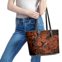 Hawaii Fish Hook Leather Tote Bag Polynesian Pattern Orange Version LT01 - Polynesian Pride