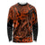 Hawaii Fish Hook Long Sleeve Shirt Polynesian Pattern Orange Version LT01 Unisex Orange - Polynesian Pride