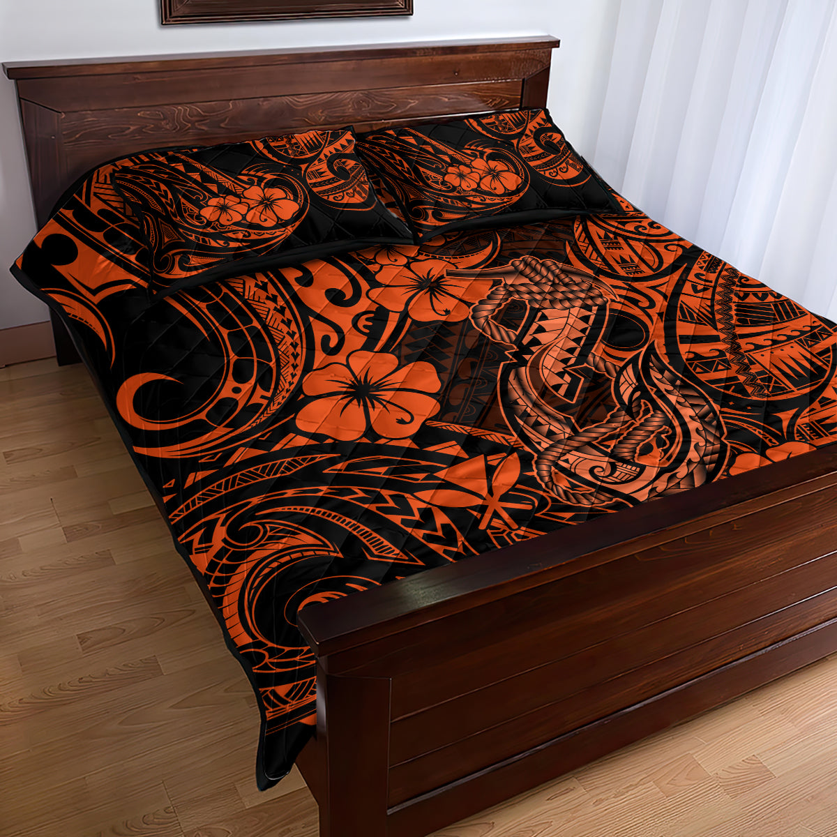 Hawaii Fish Hook Quilt Bed Set Polynesian Pattern Orange Version LT01 - Polynesian Pride