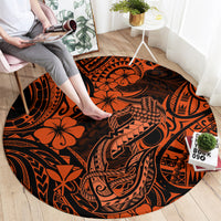 Hawaii Fish Hook Round Carpet Polynesian Pattern Orange Version LT01 - Polynesian Pride