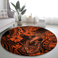 Hawaii Fish Hook Round Carpet Polynesian Pattern Orange Version LT01 - Polynesian Pride