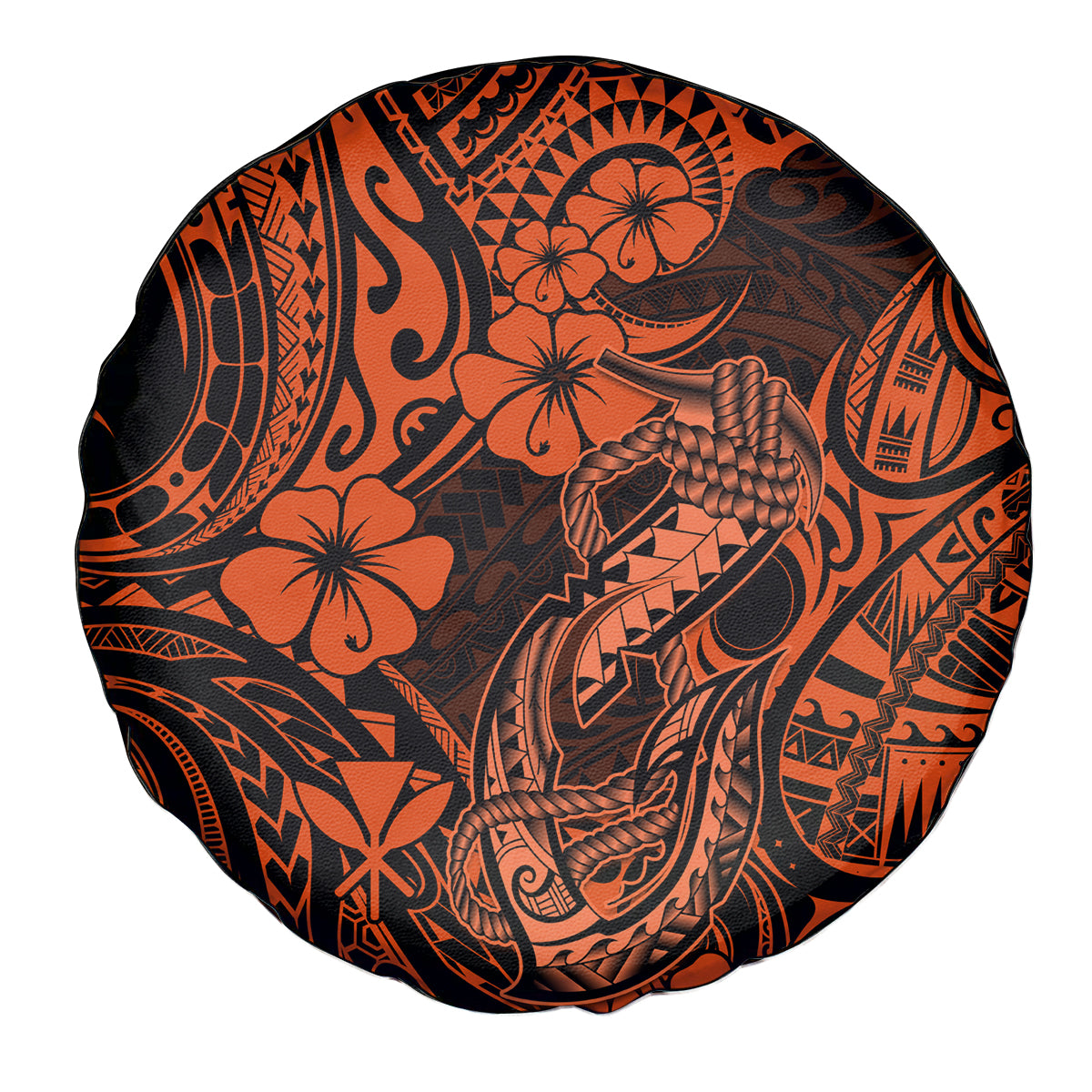 Hawaii Fish Hook Spare Tire Cover Polynesian Pattern Orange Version LT01 - Polynesian Pride