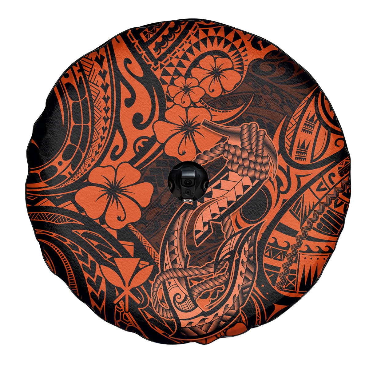 Hawaii Fish Hook Spare Tire Cover Polynesian Pattern Orange Version LT01 - Polynesian Pride