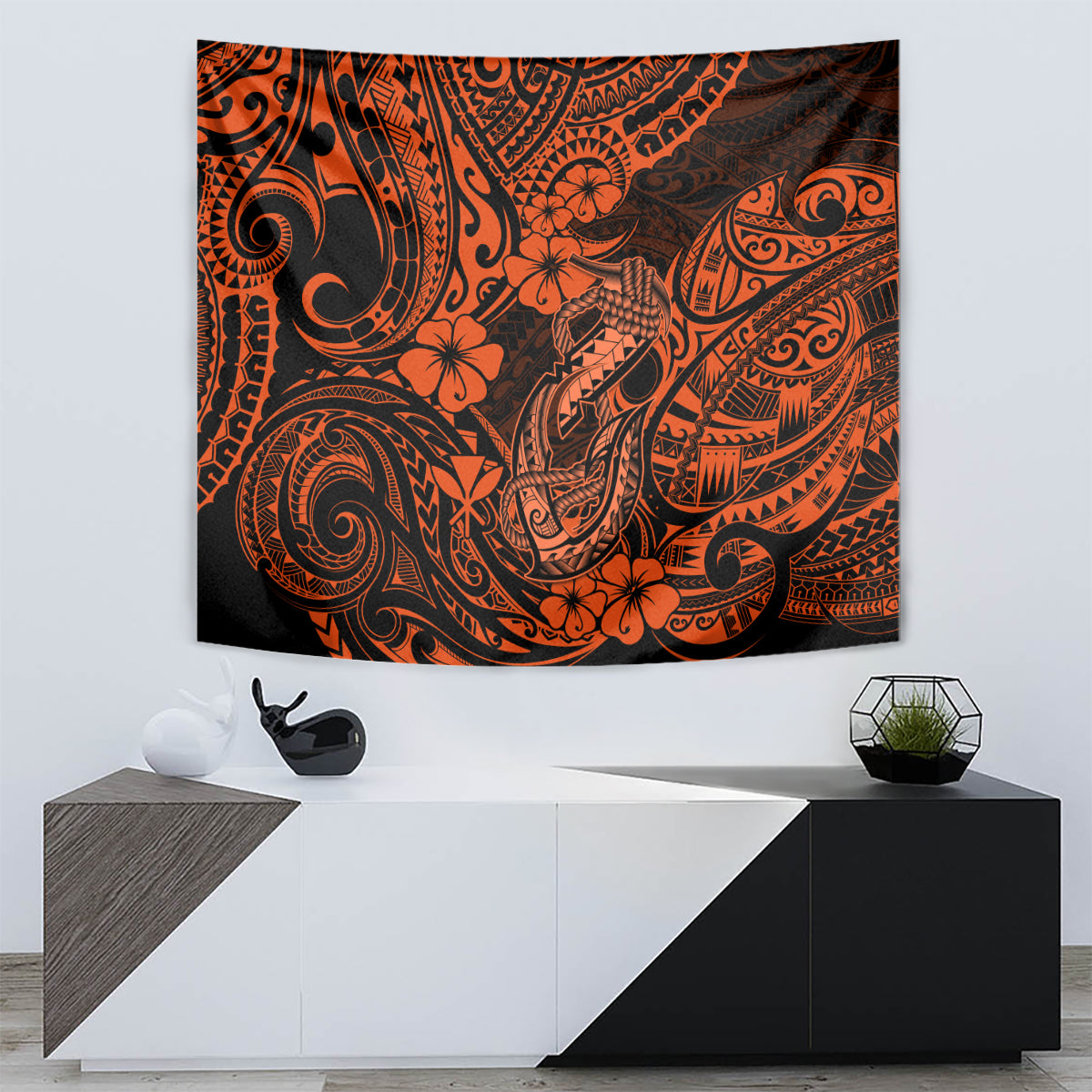 Hawaii Fish Hook Tapestry Polynesian Pattern Orange Version LT01 - Polynesian Pride