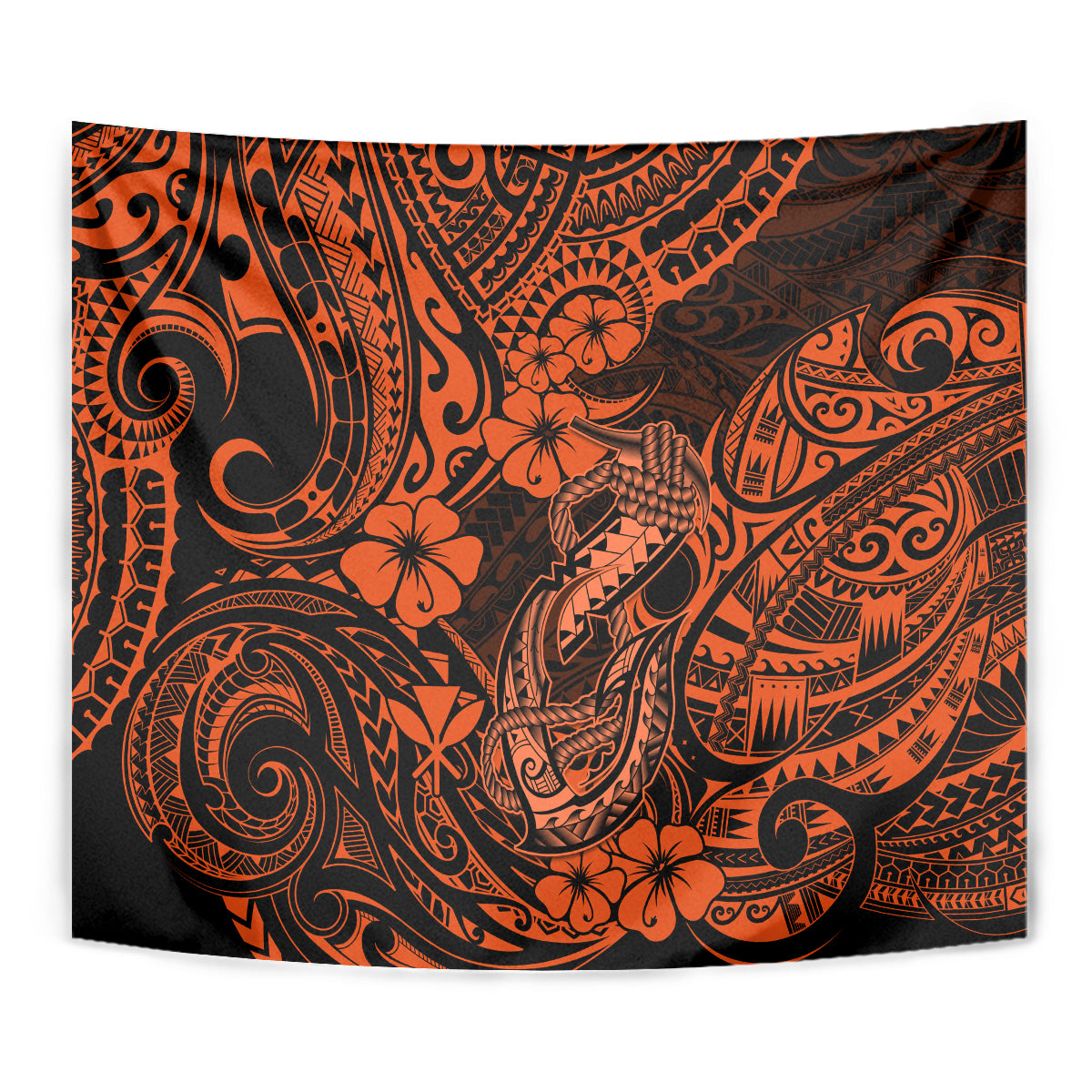 Hawaii Fish Hook Tapestry Polynesian Pattern Orange Version LT01 - Polynesian Pride