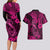 Hawaii Fish Hook Couples Matching Long Sleeve Bodycon Dress and Hawaiian Shirt Hibiscus Hawaii Tribal Tattoo Pink Version LT01 - Polynesian Pride