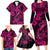 Hawaii Fish Hook Family Matching Long Sleeve Bodycon Dress and Hawaiian Shirt Hibiscus Hawaii Tribal Tattoo Pink Version LT01 - Polynesian Pride