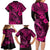 Hawaii Fish Hook Family Matching Long Sleeve Bodycon Dress and Hawaiian Shirt Hibiscus Hawaii Tribal Tattoo Pink Version LT01 - Polynesian Pride