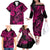 Hawaii Fish Hook Family Matching Off Shoulder Long Sleeve Dress and Hawaiian Shirt Hibiscus Hawaii Tribal Tattoo Pink Version LT01 - Polynesian Pride