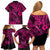 Hawaii Fish Hook Family Matching Off Shoulder Short Dress and Hawaiian Shirt Hibiscus Hawaii Tribal Tattoo Pink Version LT01 - Polynesian Pride