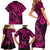 Hawaii Fish Hook Family Matching Short Sleeve Bodycon Dress and Hawaiian Shirt Hibiscus Hawaii Tribal Tattoo Pink Version LT01 - Polynesian Pride