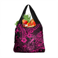 Hawaii Fish Hook Grocery Bag Hibiscus Hawaii Tribal Tattoo Pink Version LT01 1-pack One Size Pink - Polynesian Pride