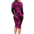 Hawaii Fish Hook Long Sleeve Bodycon Dress Hibiscus Hawaii Tribal Tattoo Pink Version LT01 - Polynesian Pride