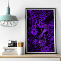 Hawaii Fish Hook Canvas Wall Art Hibiscus Hawaii Tribal Tattoo Purple Version LT01 - Polynesian Pride
