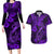 Hawaii Fish Hook Couples Matching Long Sleeve Bodycon Dress and Hawaiian Shirt Hibiscus Hawaii Tribal Tattoo Purple Version LT01 Purple - Polynesian Pride