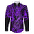 Hawaii Fish Hook Family Matching Long Sleeve Bodycon Dress and Hawaiian Shirt Hibiscus Hawaii Tribal Tattoo Purple Version LT01 Dad's Shirt - Long Sleeve Purple - Polynesian Pride