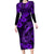 Hawaii Fish Hook Family Matching Long Sleeve Bodycon Dress and Hawaiian Shirt Hibiscus Hawaii Tribal Tattoo Purple Version LT01 Mom's Dress Purple - Polynesian Pride