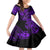 Hawaii Fish Hook Family Matching Off Shoulder Short Dress and Hawaiian Shirt Hibiscus Hawaii Tribal Tattoo Purple Version LT01 Daughter's Dress Purple - Polynesian Pride