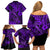 Hawaii Fish Hook Family Matching Off Shoulder Short Dress and Hawaiian Shirt Hibiscus Hawaii Tribal Tattoo Purple Version LT01 - Polynesian Pride