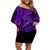 Hawaii Fish Hook Family Matching Off Shoulder Short Dress and Hawaiian Shirt Hibiscus Hawaii Tribal Tattoo Purple Version LT01 Mom's Dress Purple - Polynesian Pride