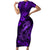 Hawaii Fish Hook Family Matching Short Sleeve Bodycon Dress and Hawaiian Shirt Hibiscus Hawaii Tribal Tattoo Purple Version LT01 Mom's Dress Purple - Polynesian Pride