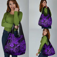 Hawaii Fish Hook Grocery Bag Hibiscus Hawaii Tribal Tattoo Purple Version LT01 - Polynesian Pride