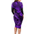 Hawaii Fish Hook Long Sleeve Bodycon Dress Hibiscus Hawaii Tribal Tattoo Purple Version LT01 - Polynesian Pride