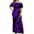 Hawaii Fish Hook Off Shoulder Maxi Dress Hibiscus Hawaii Tribal Tattoo Purple Version LT01 Women Purple - Polynesian Pride