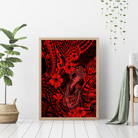 Hawaii Fish Hook Canvas Wall Art Hibiscus Hawaii Tribal Tattoo Red Version LT01 - Polynesian Pride