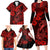 Hawaii Fish Hook Family Matching Long Sleeve Bodycon Dress and Hawaiian Shirt Hibiscus Hawaii Tribal Tattoo Red Version LT01 - Polynesian Pride