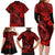 Hawaii Fish Hook Family Matching Long Sleeve Bodycon Dress and Hawaiian Shirt Hibiscus Hawaii Tribal Tattoo Red Version LT01 - Polynesian Pride