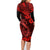 Hawaii Fish Hook Family Matching Long Sleeve Bodycon Dress and Hawaiian Shirt Hibiscus Hawaii Tribal Tattoo Red Version LT01 - Polynesian Pride