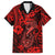 Hawaii Fish Hook Family Matching Off Shoulder Long Sleeve Dress and Hawaiian Shirt Hibiscus Hawaii Tribal Tattoo Red Version LT01 Dad's Shirt - Short Sleeve Red - Polynesian Pride