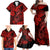 Hawaii Fish Hook Family Matching Off Shoulder Maxi Dress and Hawaiian Shirt Hibiscus Hawaii Tribal Tattoo Red Version LT01 - Polynesian Pride