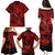 Hawaii Fish Hook Family Matching Puletasi Dress and Hawaiian Shirt Hibiscus Hawaii Tribal Tattoo Red Version LT01 - Polynesian Pride