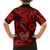 Hawaii Fish Hook Family Matching Short Sleeve Bodycon Dress and Hawaiian Shirt Hibiscus Hawaii Tribal Tattoo Red Version LT01 - Polynesian Pride