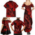 Hawaii Fish Hook Family Matching Summer Maxi Dress and Hawaiian Shirt Hibiscus Hawaii Tribal Tattoo Red Version LT01 - Polynesian Pride