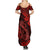 Hawaii Fish Hook Family Matching Summer Maxi Dress and Hawaiian Shirt Hibiscus Hawaii Tribal Tattoo Red Version LT01 - Polynesian Pride