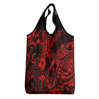 Hawaii Fish Hook Grocery Bag Hibiscus Hawaii Tribal Tattoo Red Version LT01 - Polynesian Pride