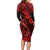 Hawaii Fish Hook Long Sleeve Bodycon Dress Hibiscus Hawaii Tribal Tattoo Red Version LT01 - Polynesian Pride