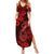 Hawaii Fish Hook Summer Maxi Dress Hibiscus Hawaii Tribal Tattoo Red Version LT01 Women Red - Polynesian Pride